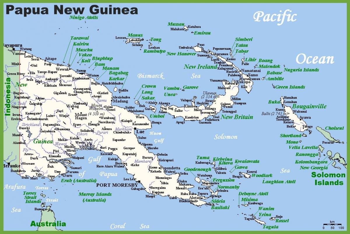 Папуа Нова Гвинеја на мапи 