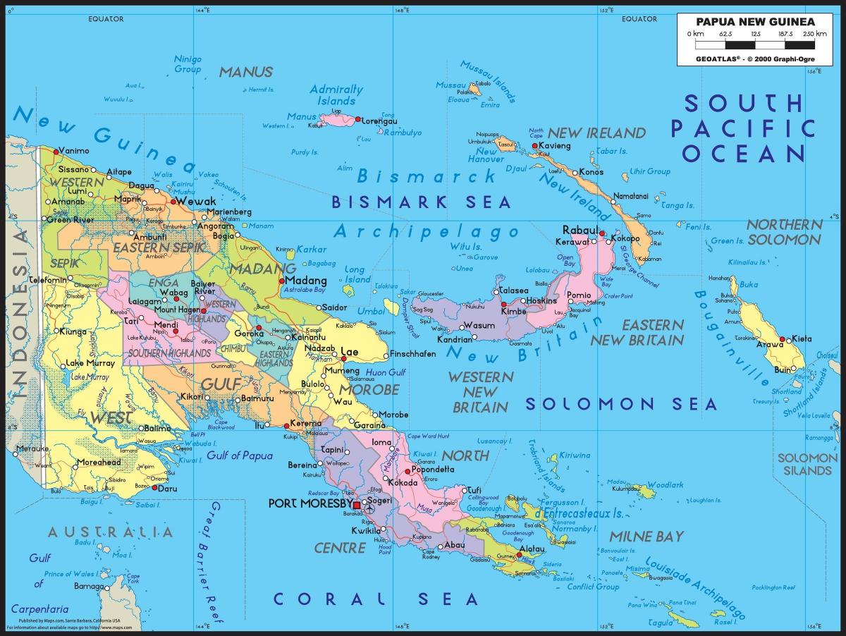 детаљна мапа Папуа Нова Гвинеја
