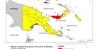 Карта Папуа Нова Гвинеја маларија